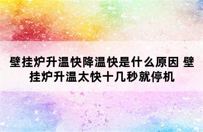 壁挂炉升温快降温快是什么原因 壁挂炉升温太快十几秒就停机